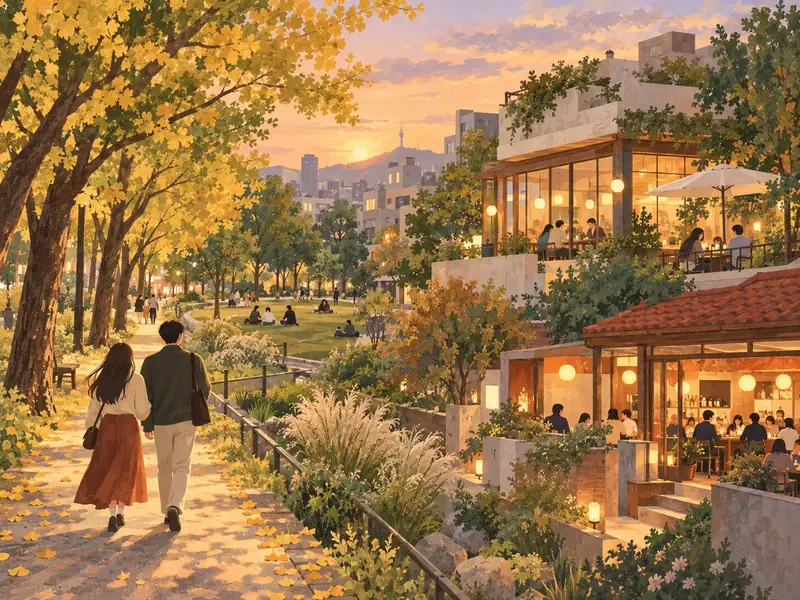 은행나무 숲길 산책과 커피를 즐기는 연남의 오후